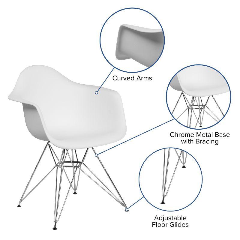 Alonza White Polypropylene Chair with Chrome Geometric Base