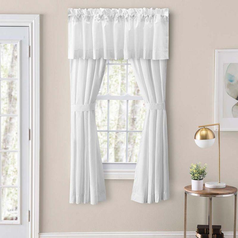 White Sheer Linen Look Rod Pocket Curtain Set