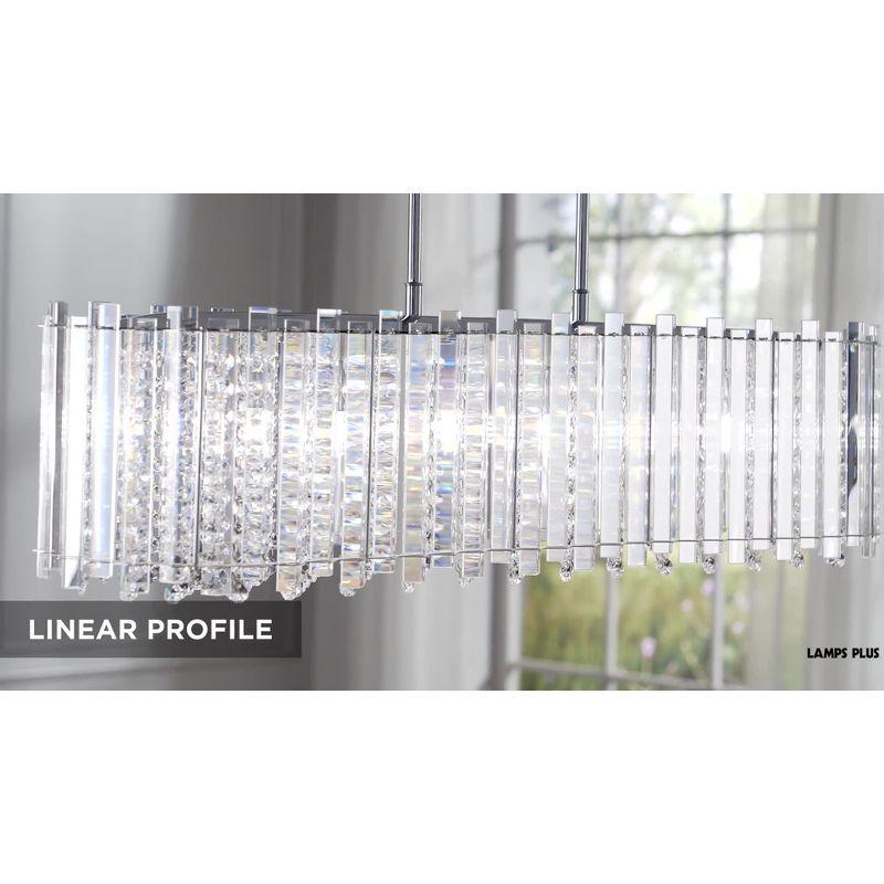 Possini Euro Design Mirabell Chrome Linear Island Pendant Chandelier 34" Wide Modern LED Clear Glass Crystal 6-Light Fixture for Dining Room Kitchen