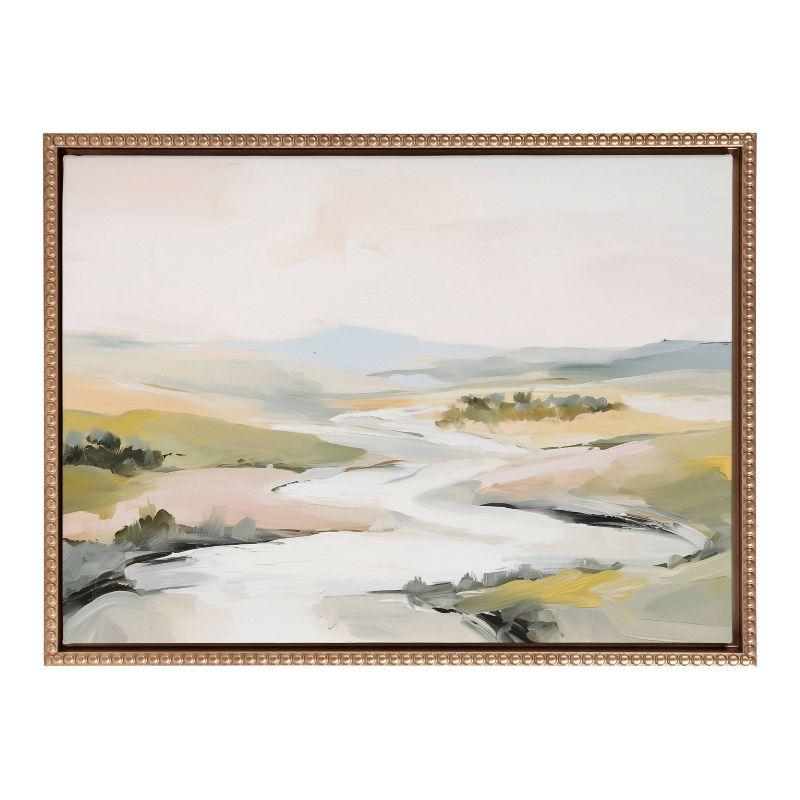 Kate & Laurel All Things Decor 18"x24" Sylvie Beaded Tranquil Landscape II Framed Canvas by Amy Lighthall Gold