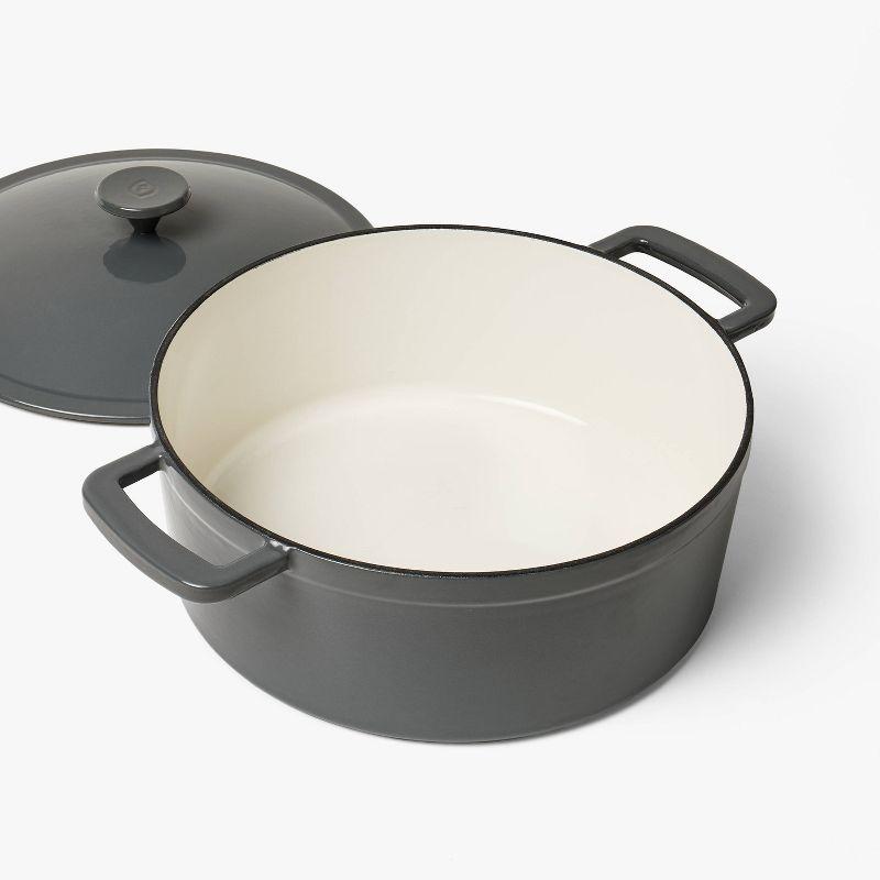 5.5qt Enamel Dutch Oven Stock Pot Gray Eclipse - Figmint™: Cast Iron Lid, Even-Heating, Induction Compatible