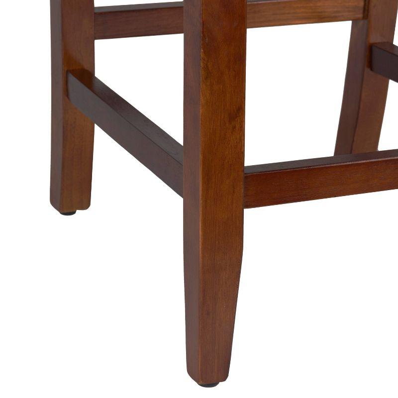 24" Faux Leather Luxury Counter Height Barstool Black - HomePop: Rubberwood Legs, Padded Back