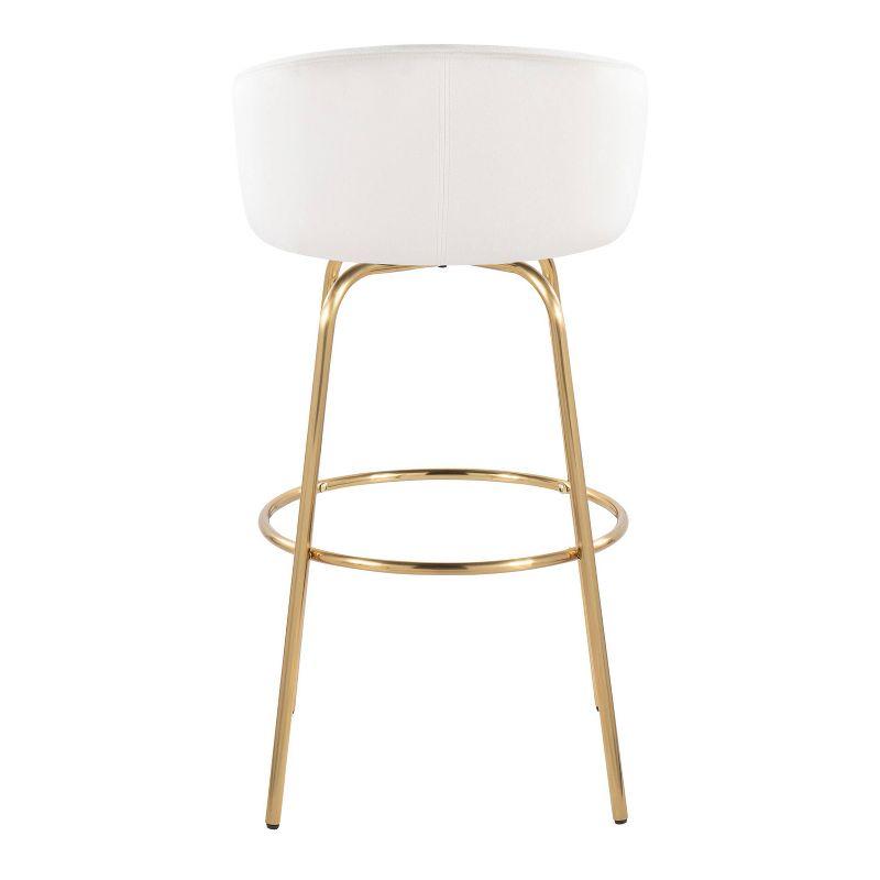 Set of 2 Claire Barstools Gold/Cream - LumiSource: Chic Velvet Upholstery, Fixed Height, Swivel Function