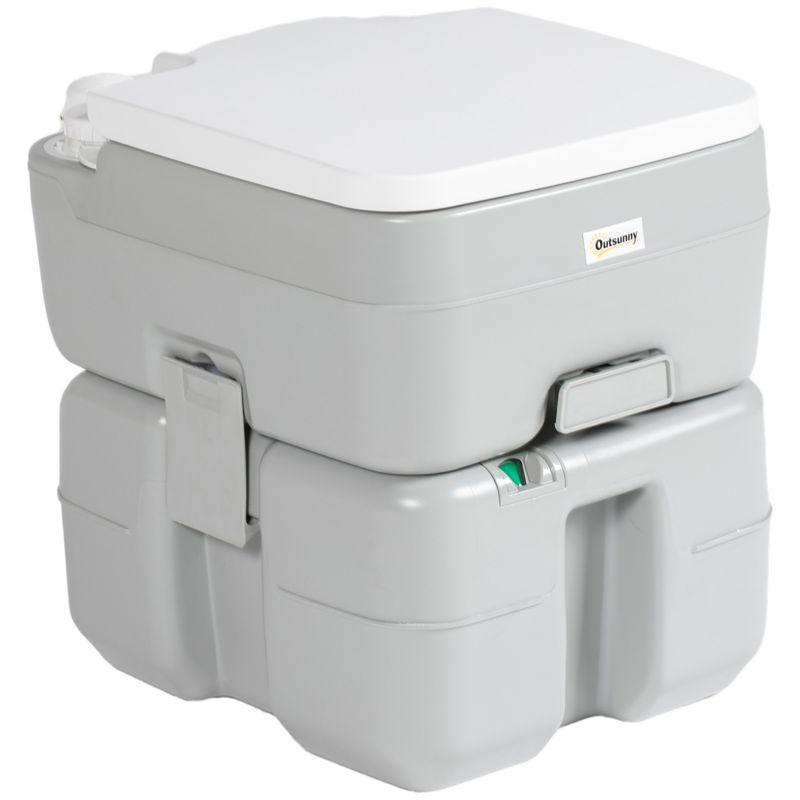Outsunny 5.3 Portable Camping Toilet, Porta Potty with Level Indicator and Anti-Leak Handle Pump for Boating, Hiking, Travel, RV