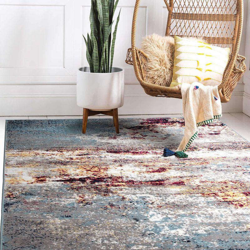 World Rug Gallery Distressed Abstract Watercolor Multi 5' x 7' Area Rug