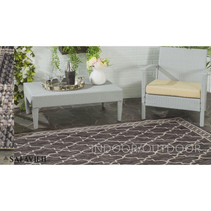 Black and Beige Geometric Indoor/Outdoor Area Rug, 2' x 3'7"