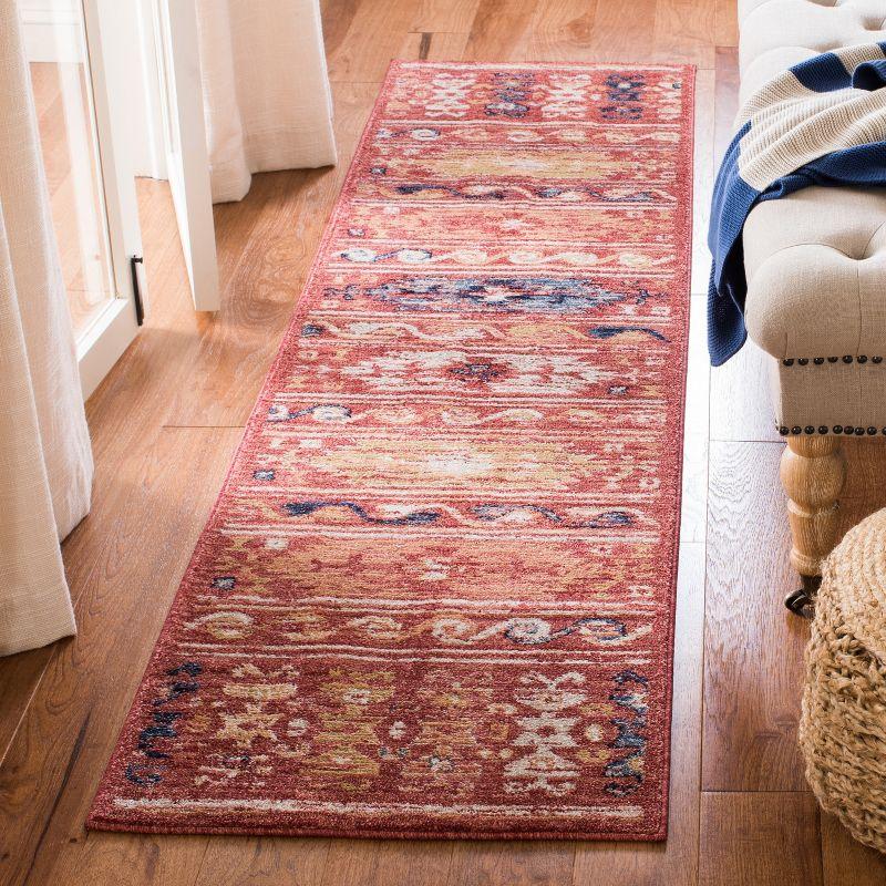 Rust and Ivory Hand-Knotted Synthetic Runner Rug, 24" x 4"