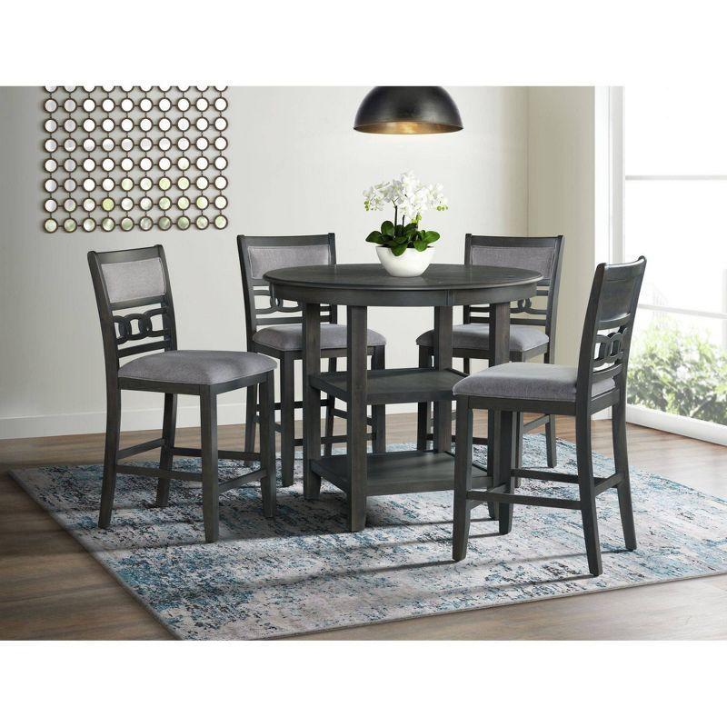 Gray Counter Height Dining Set with Faux Leather Chairs