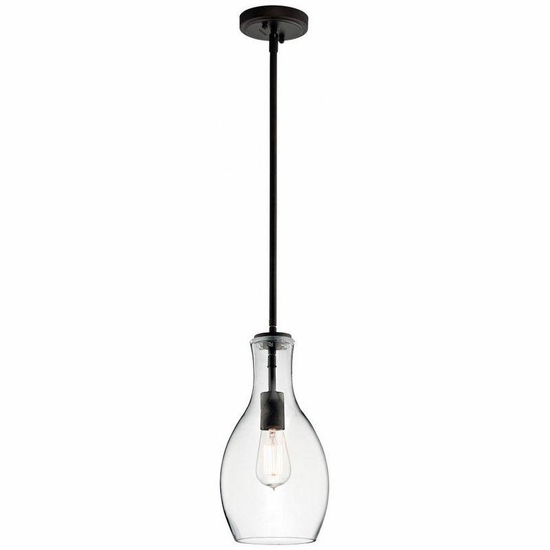 Everly 13.75" 1 Light Hour Glass Pendant Clear Glass Chrome