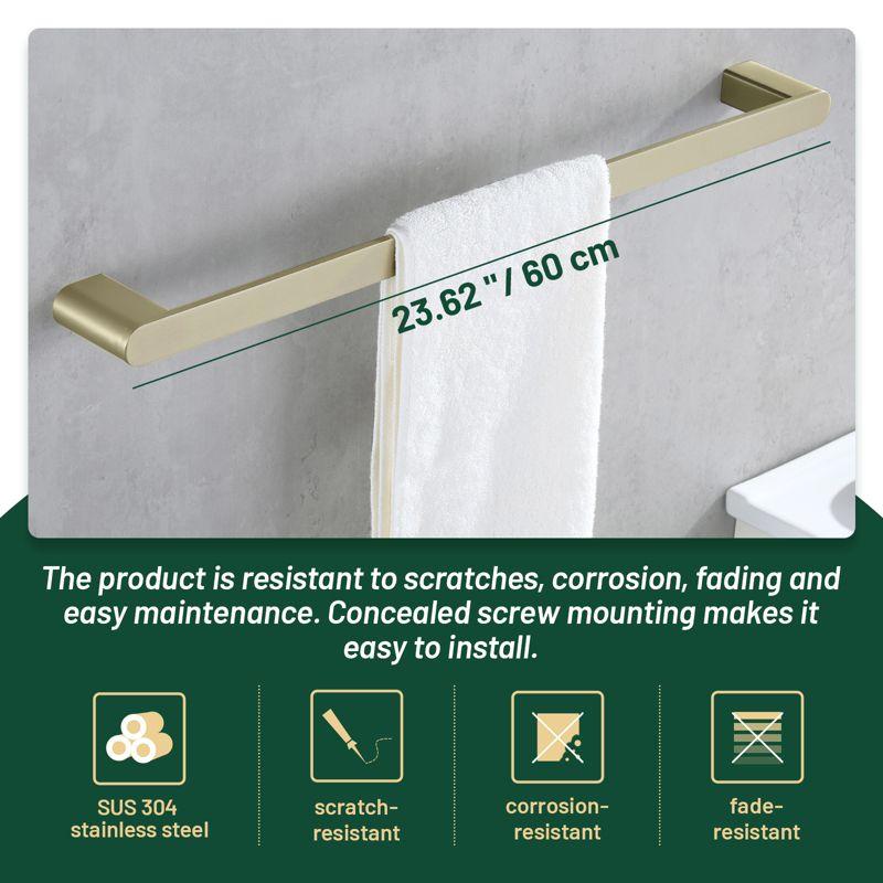 Cobbe Bathroom Hardware 4-Piece Set, Brushed Gold Bathroom Accessories Set with Towel Rack, Hand Towel Bar, Towel Hook, Toilet Paper Holder