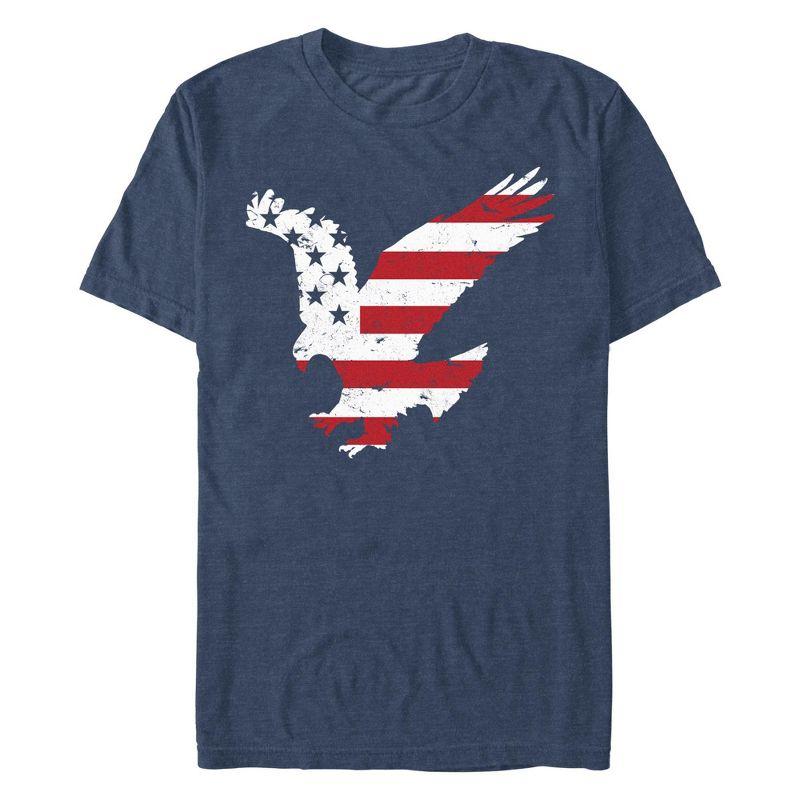 Men's CHIN UP Americana Flying Eagle  T-Shirt - Navy Blue Heather - Small
