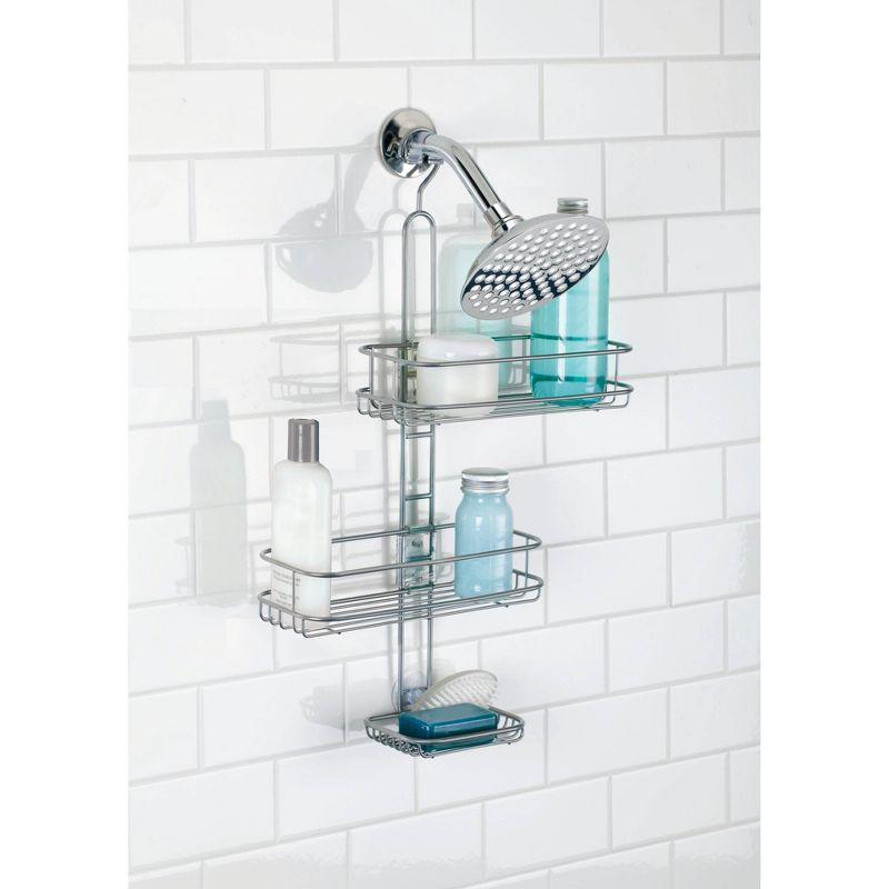 iDesign iDesign Linea Adjustable Bathroom Shower Caddy for Shampoo, Conditioner, Soap - Silver