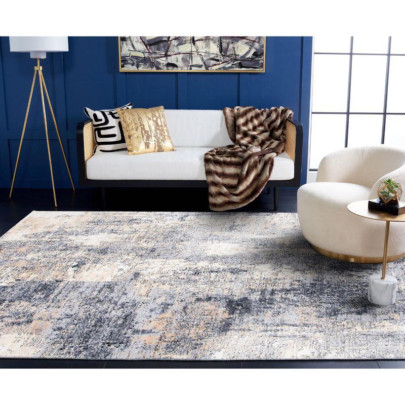 Reversible Hand-Knotted Grey and Gold Synthetic Area Rug 59"