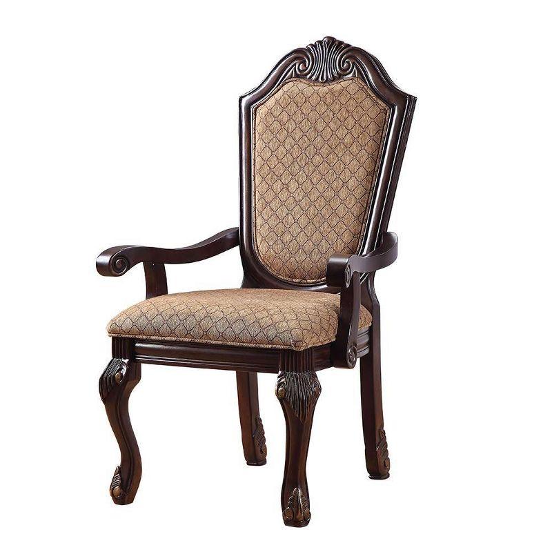 Espresso Floral Wood 29" Accent Dining Chair with Arm Rest