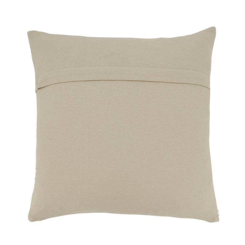 16"x16" Luxurious Hair on Leather Square Throw Pillow Cover Ivory - Saro Lifestyle: Genuine Leather, Rustic Elegance, Zippered