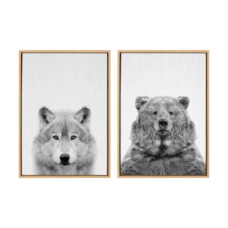 (Set of 2)  Sylvie Wolf Bear European Canvas Art Set by Simon Te - Kate & Laurel All Things Decor