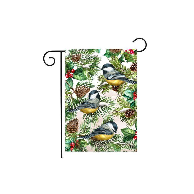 Winter Chickadees Multicolor Polyester Garden Flag