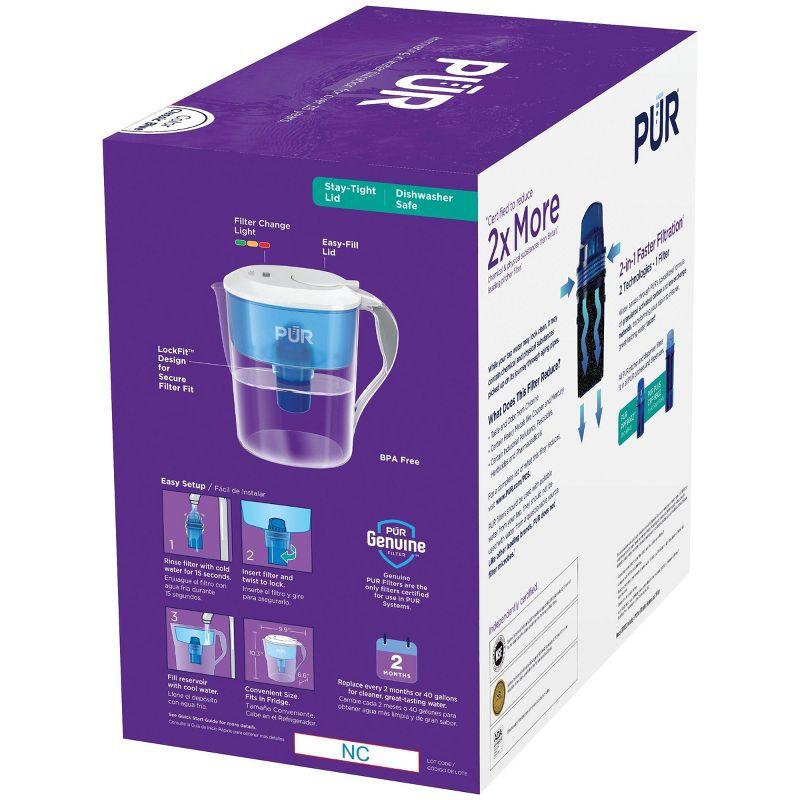 PUR 11 Cup Water Filtration Pitcher - Blue/White: BPA-Free, Filters Chlorine & Mercury, 40-Gallon Purifier, PUR Filter Compatible