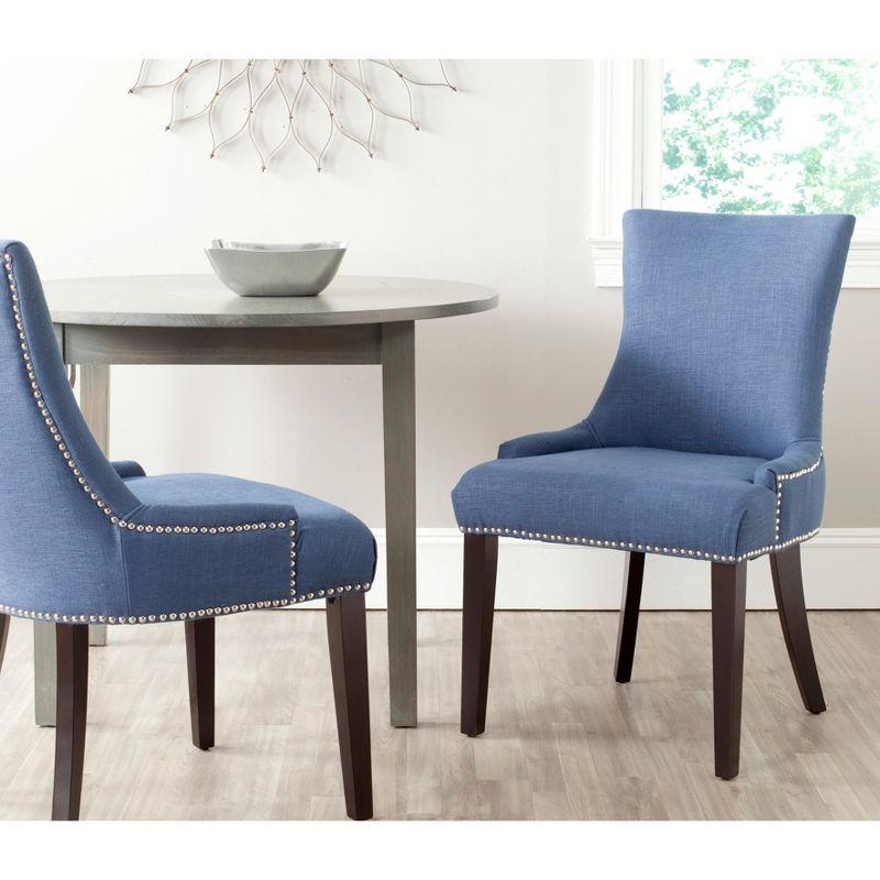 Lester 19" H Dining Chair With Nail Head Trim (Set of 2) - MCR4709 - Navy - Safavieh Couture