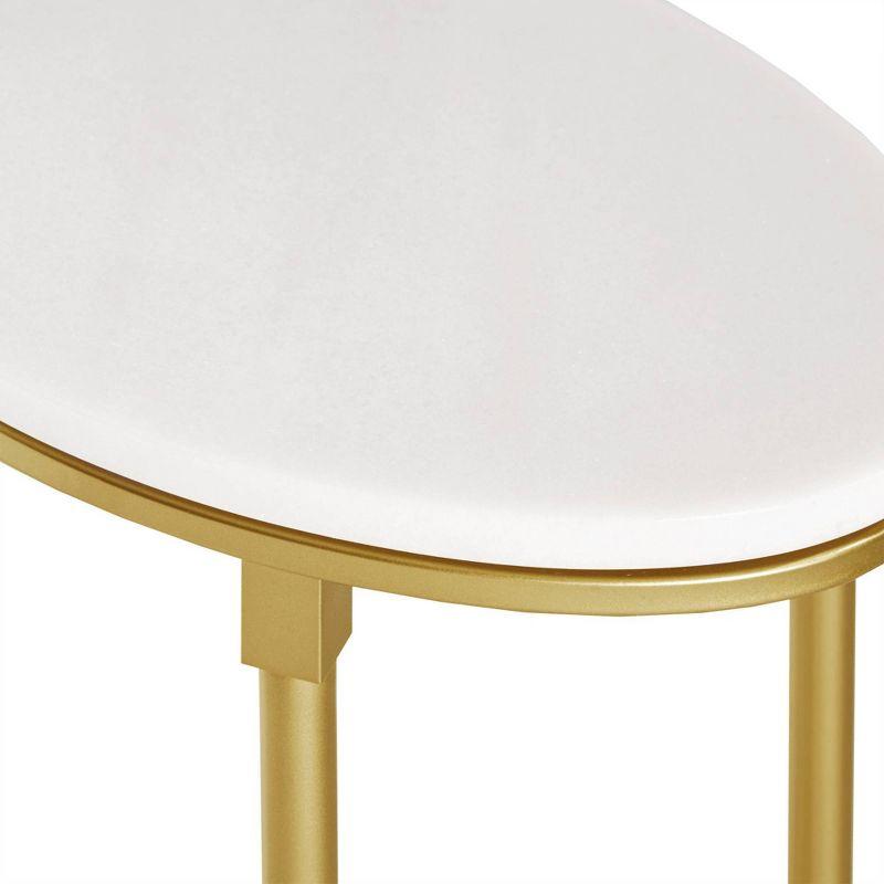 Bordeaux Marble Top Oval Gold Metal End Table