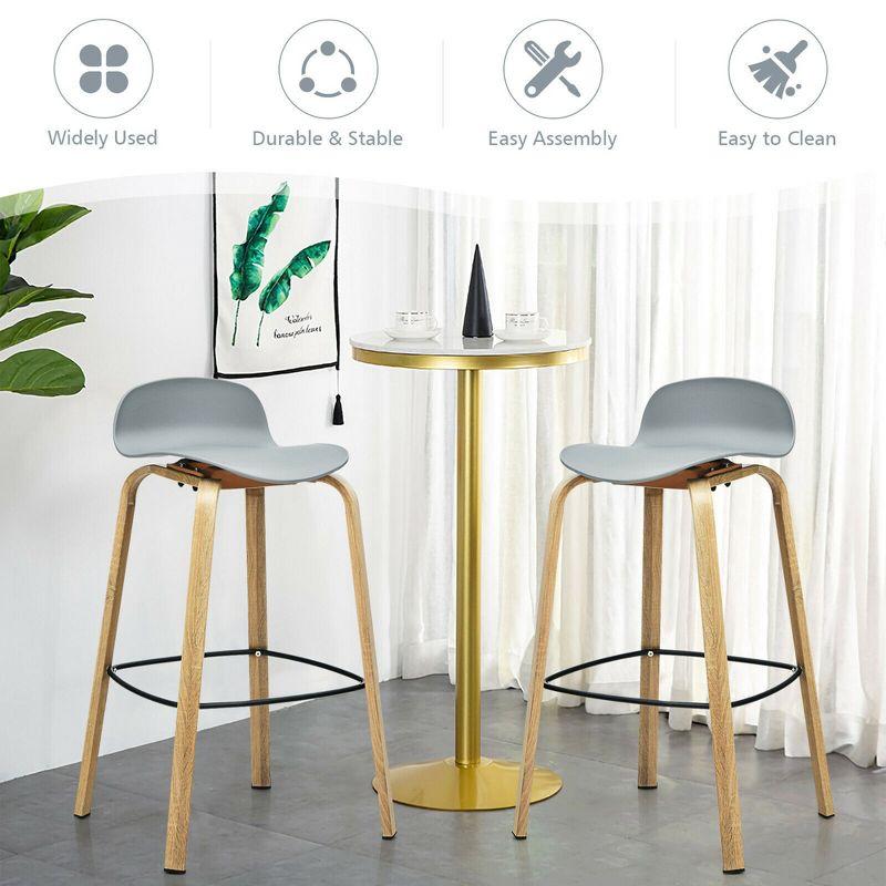17 Stories Set of 2 Modern Barstools Pub Chairs with Low Back and Legs