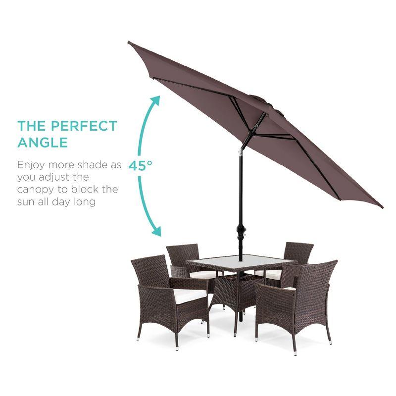 Best Choice Products 10ft Outdoor Steel Market Patio Umbrella w/ Crank, Tilt Push Button, 6 Ribs - Deep Taupe