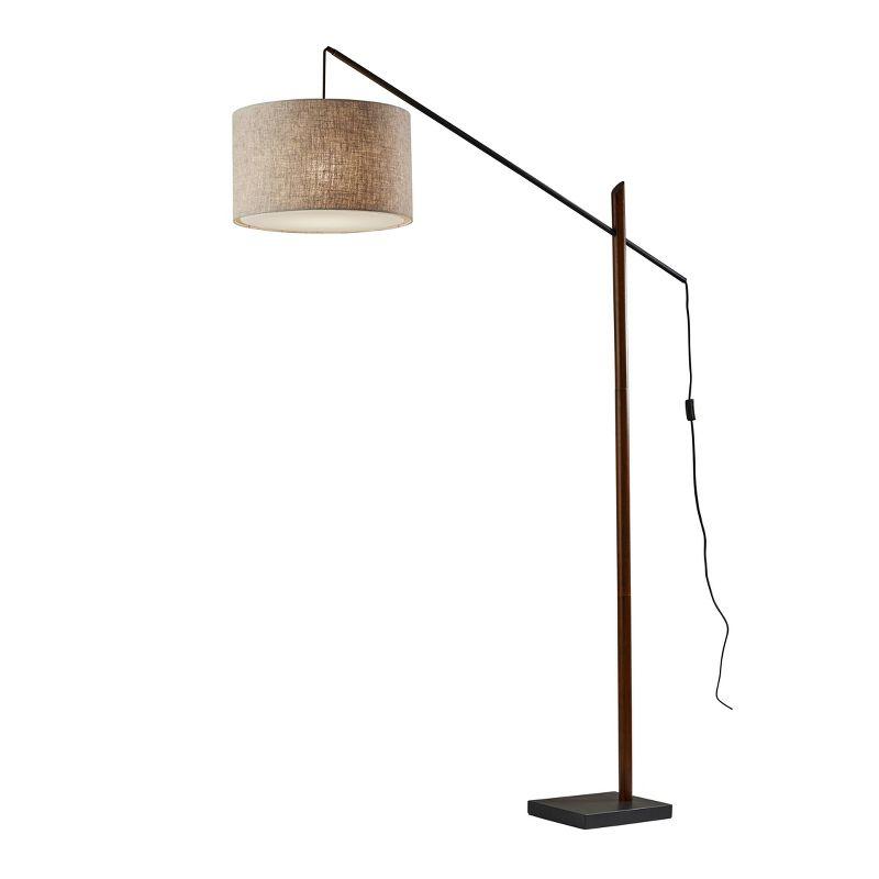 Mid-Century Modern Black Walnut Arc Adjustable Floor Lamp