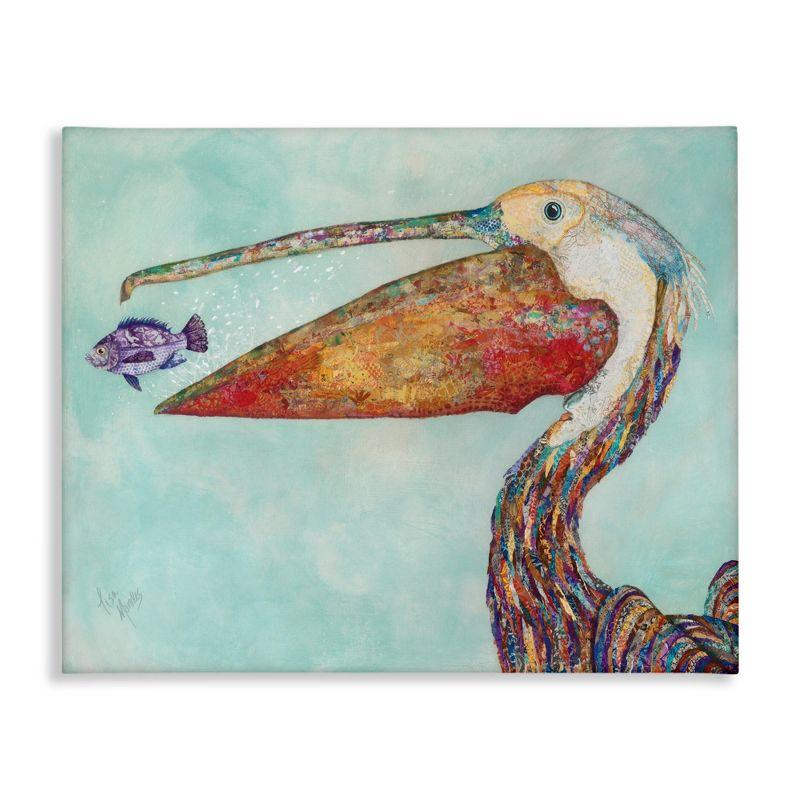 Colorful Pelican and Fish Canvas Wall Art, 17 x 21