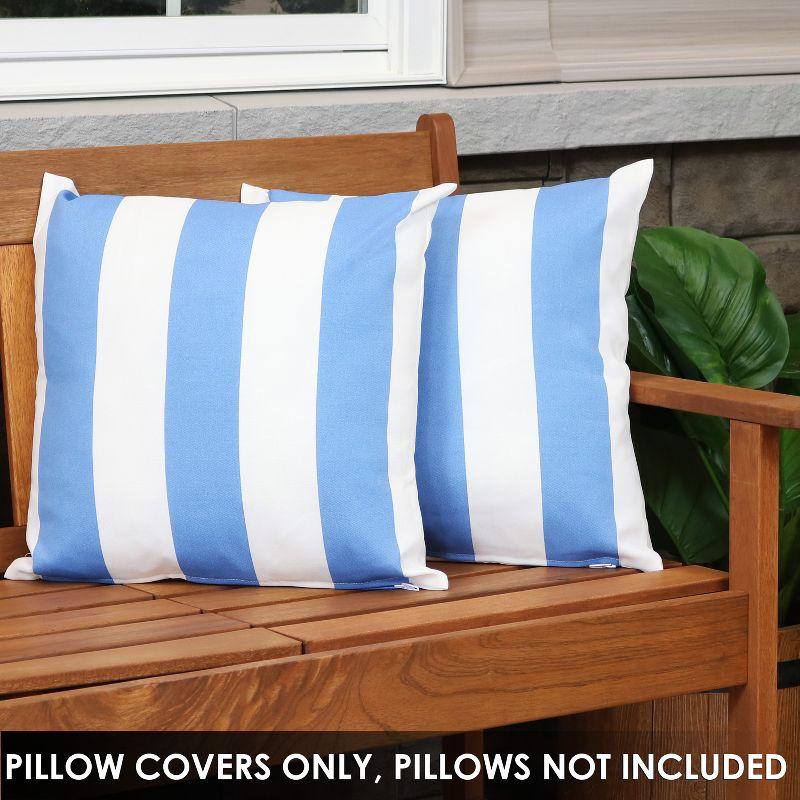 Beach-Bound Stripe Weather-Resistant 17" Square Polyester Pillow Cover