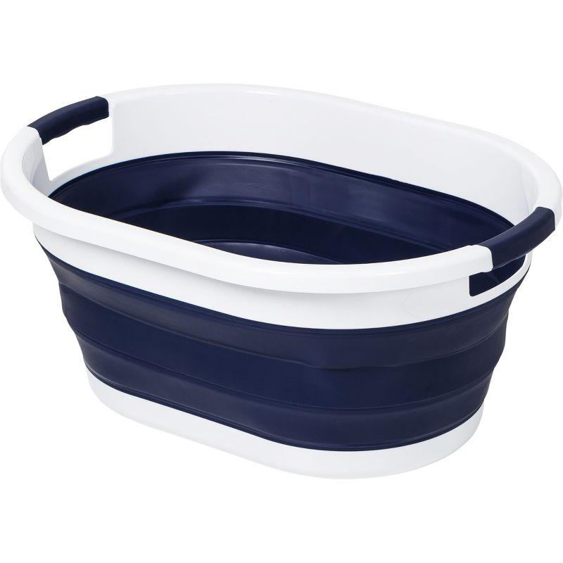 Honey-Can-Do Set of 2 Collapsible Hampers Navy Blue/White