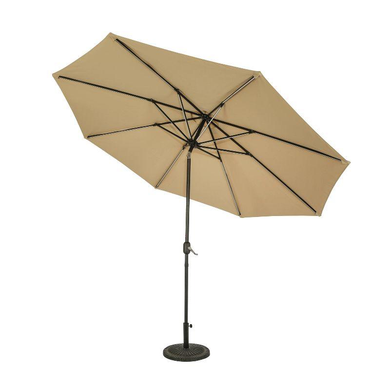 11' x 11' Calypso II Market Patio Umbrella with Solar LED Strip Lights Champagne - Island Umbrella