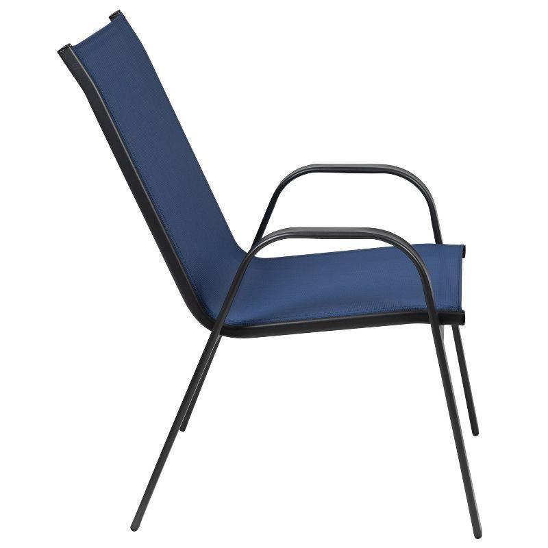 Flash Furniture 4 Pack Brazos Series Navy Outdoor Stack Chair with Flex Comfort Material and Metal Frame