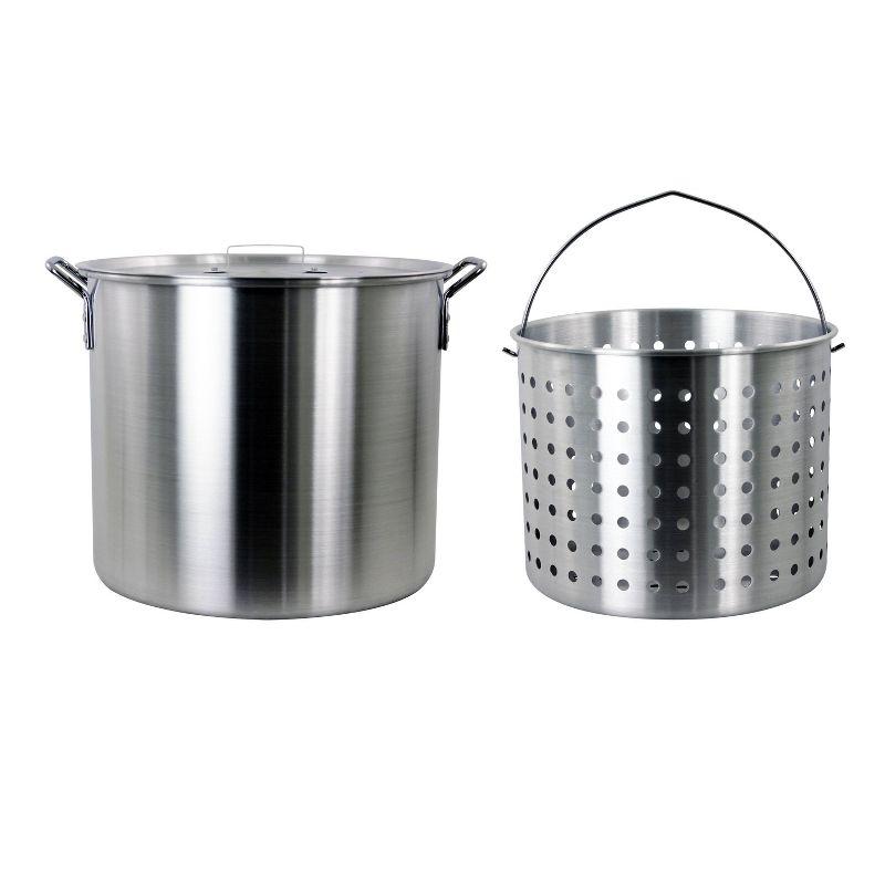 42-Quart Aluminum Stock Pot with Perforated Strainer Basket