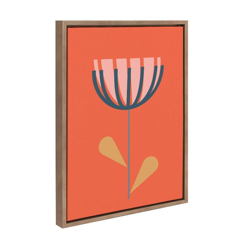 Orange Floral Print on Canvas with Gold Frame