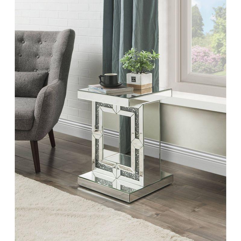 16" Noralie Accent Table Mirrored/Faux Diamonds - Acme Furniture