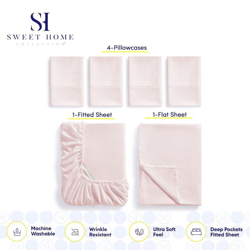 Sweet Home Collection Luxurious Soft Microfiber Sheet Set with Bonus Pillowcases