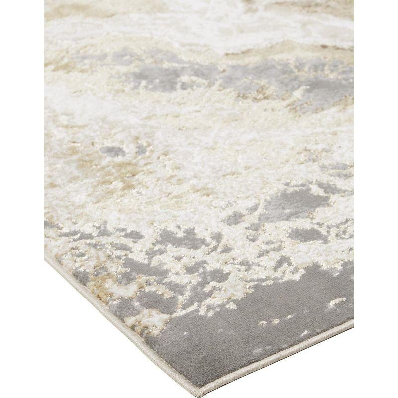 Aura Modern Abstract Ivory/Silver/Gold Area Rug