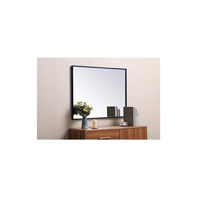 Elegant Blue Metal Frame Rectangular Wall Mirror 27 x 36 Inch