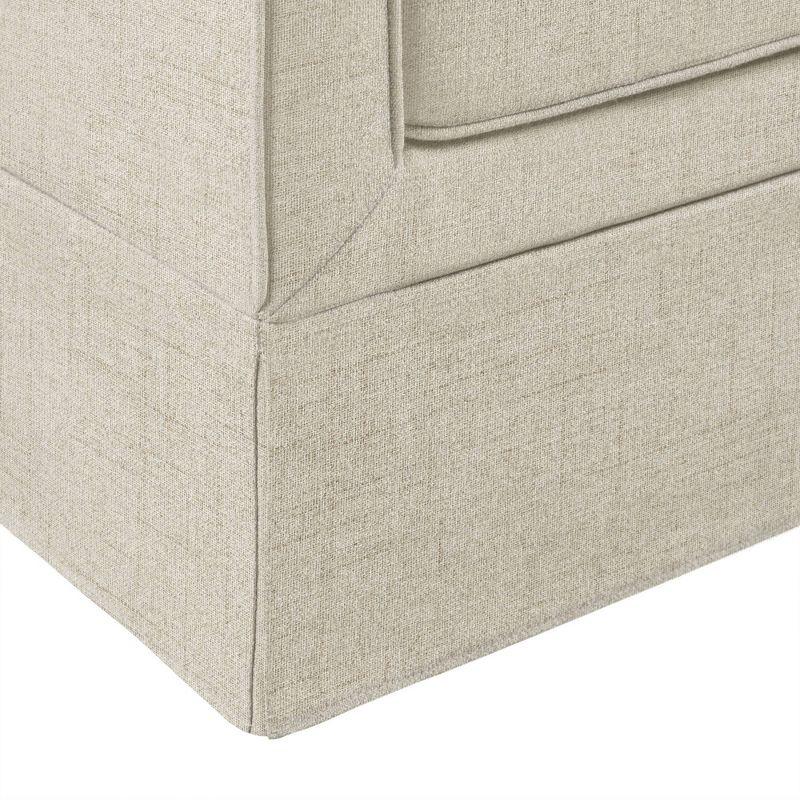 Cream Microfiber Slipcover Accent Chair with Track Arms