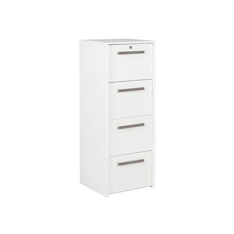 White Woodgrain 4-Drawer Lockable Lateral File Cabinet