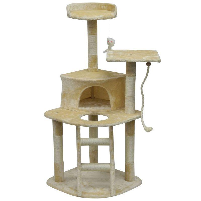 Beige 49" Cat Tree Condo with Sisal Covered Posts