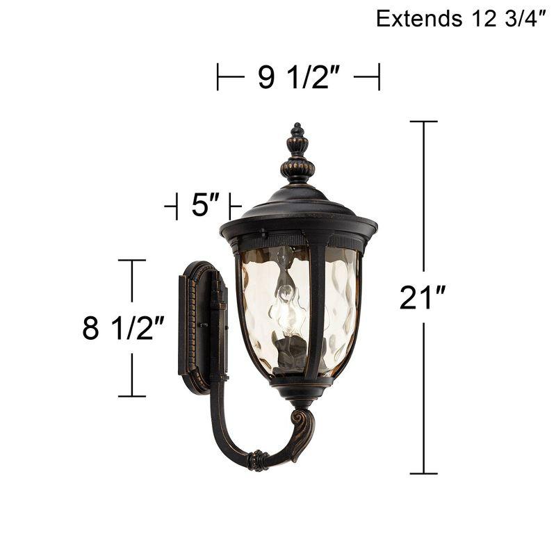 John Timberland Bellagio Vintage Rustic Outdoor Wall Light Fixture Veranda Bronze Upbridge 21" Hammered Glass Sconce for Post Exterior Barn Deck House