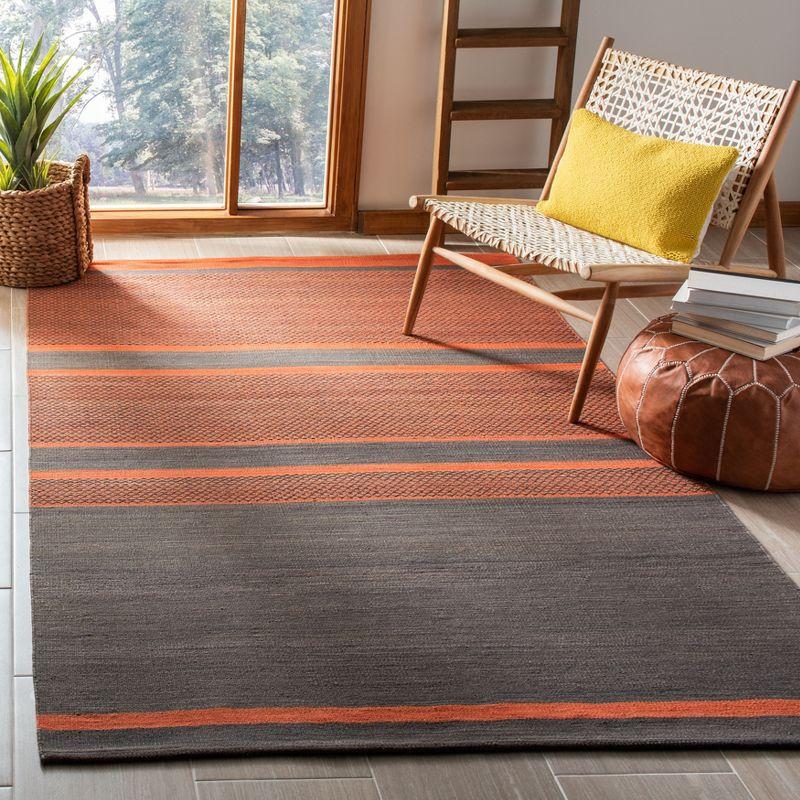 Kilim KLM952 Hand Woven Area Rug - Dark Grey/Orange - 5'x8' - Safavieh.