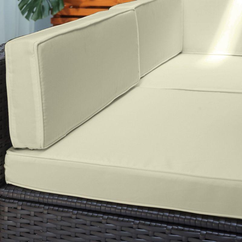 Outsunny 7 Piece Outdoor Patio Furniture Set, PE Rattan Wicker Sectional Sofa Set with Couch Cushions, Pillows, Coffee Table, Beige