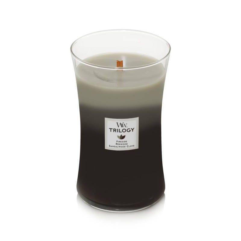 21.5oz Large Hourglass Jar Candle Warm Woods Trilogy - WoodWick