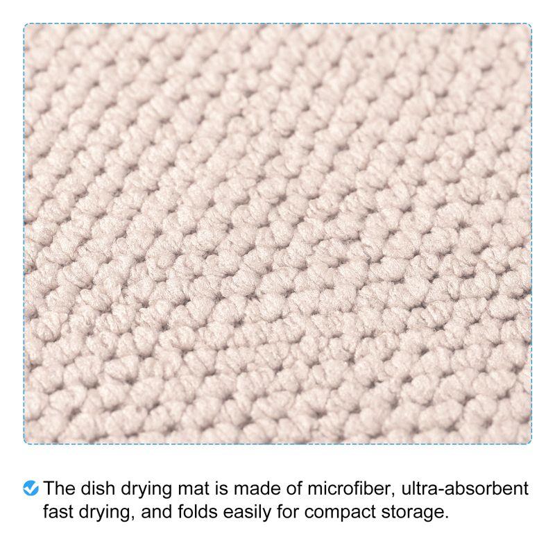 Unique Bargains Microfiber Ultra-absorbent Fast Drying Kitchen Dish Drying Mat Beige 2 Pcs