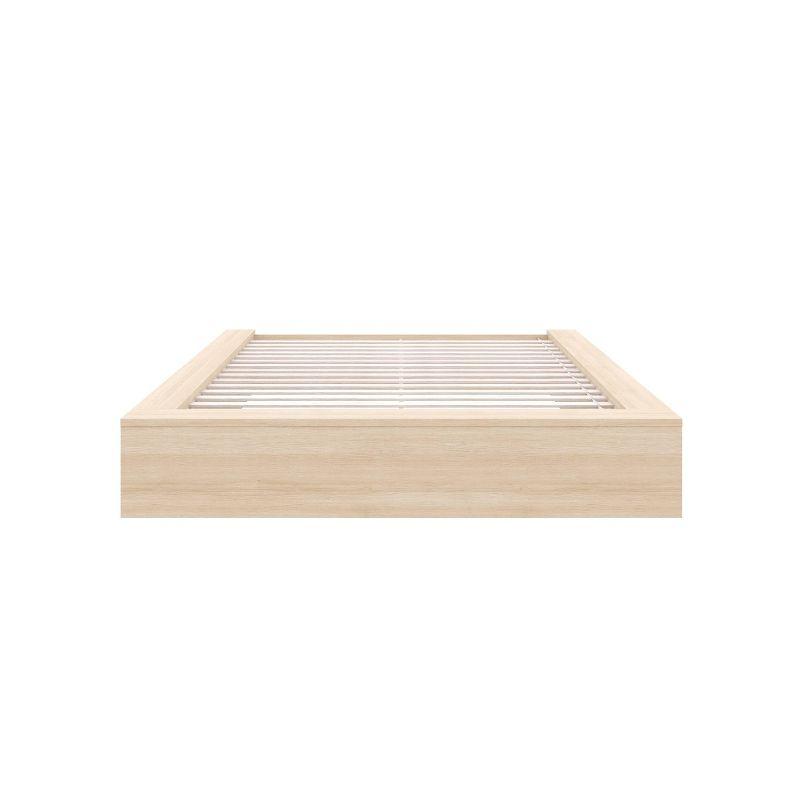 Nexera Queen James Platform Bed Natural Blonde: Engineered Oak Finish, Minimalist Design, No Box Spring Needed