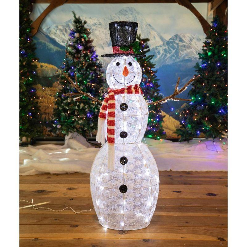 Novelty Lights LED Pre-Lit Snowman with Top Hat Christmas Yard Art Decoration, Pure White, 120 Light, 48" Tall