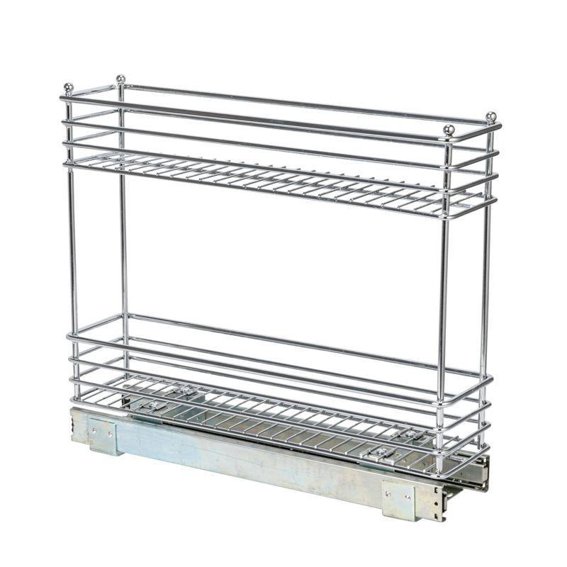 Glidez Multipurpose Chrome-Plated Steel Pull-Out/Slide-Out Storage Organizer for Under Cabinet Use - 2-Tier Design - Chrome