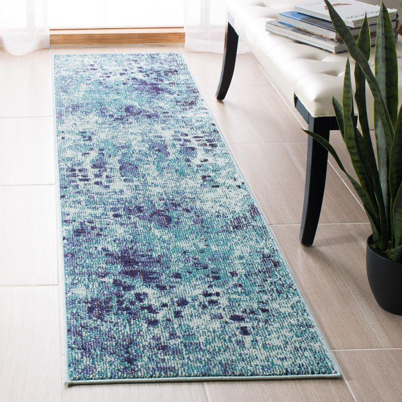 Madison MAD425 Power Loomed Indoor Accent Rug - Turquoise/Navy - 2'2"x4' - Safavieh